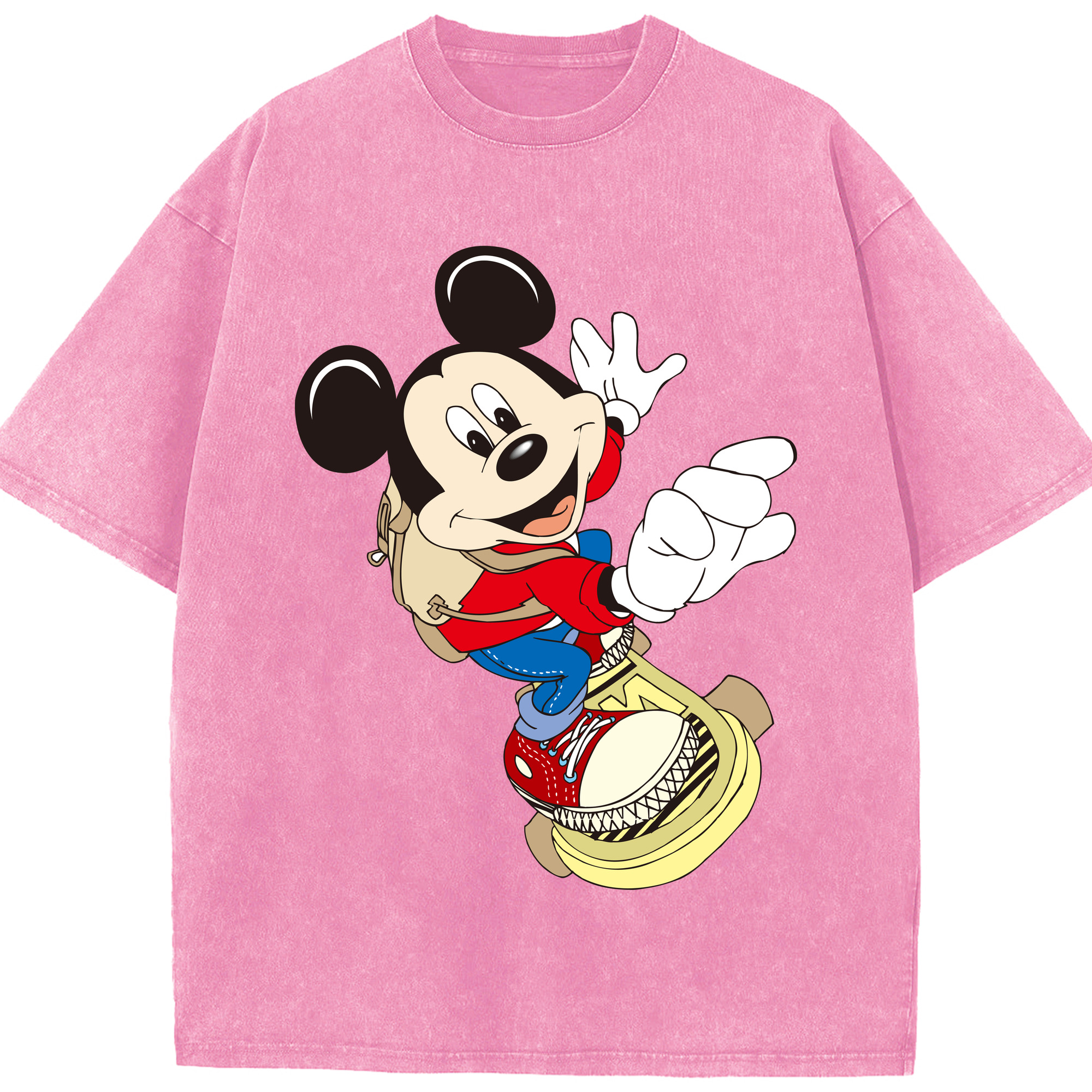 （画像用） ミッキーマウス Mickey Mouse 綿100% ヴィンテージ風 半袖Tシャツ（フロントプリント）